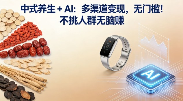 中式养生+AI:多渠道变现,无门槛,不挑人群无脑賺-领学通
